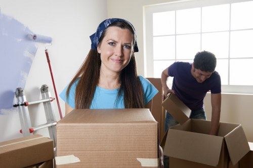 Man and van team using protective equipment during a move